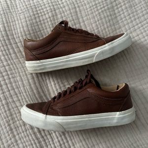 VANS old skool leather shoes, brown, size 7M 8.5W